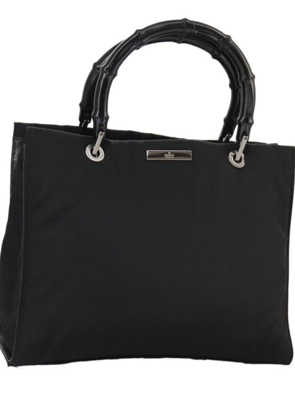 GUCCI Bamboo Hand Bag Nylon Black 002 1016 Auth ep7046